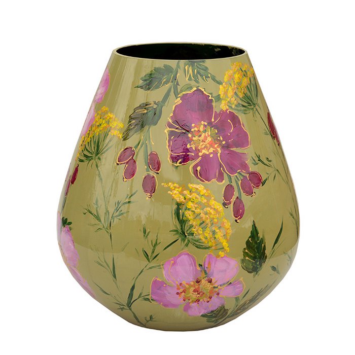 Handbeschilderde vaas - Tasman M rosehip green Ø26 x H28 cm