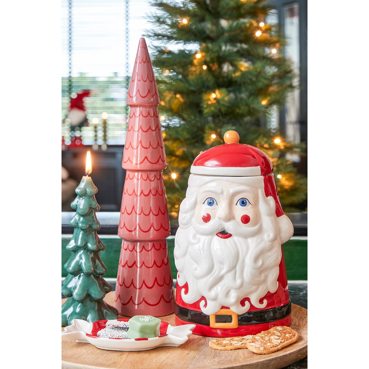 Celebration Voorraadpot - L16 x B16 x H26 cm - Steengoed - Rood