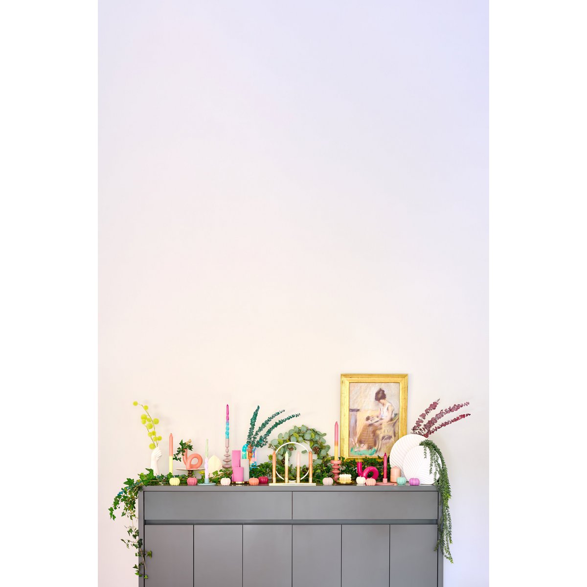 Kaarsenstandaard glazen bubbel beige