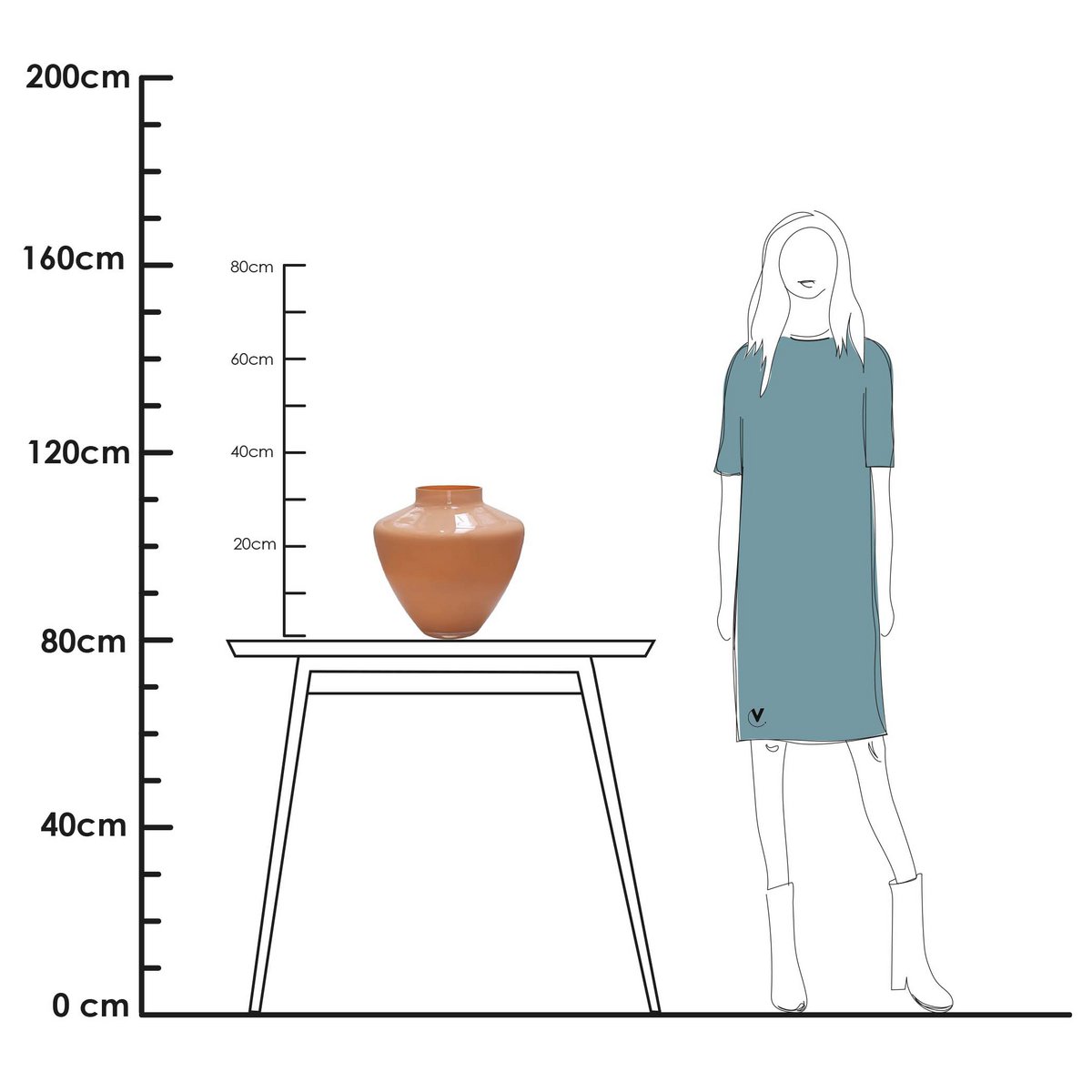 Vaas - Kagera pastel peach