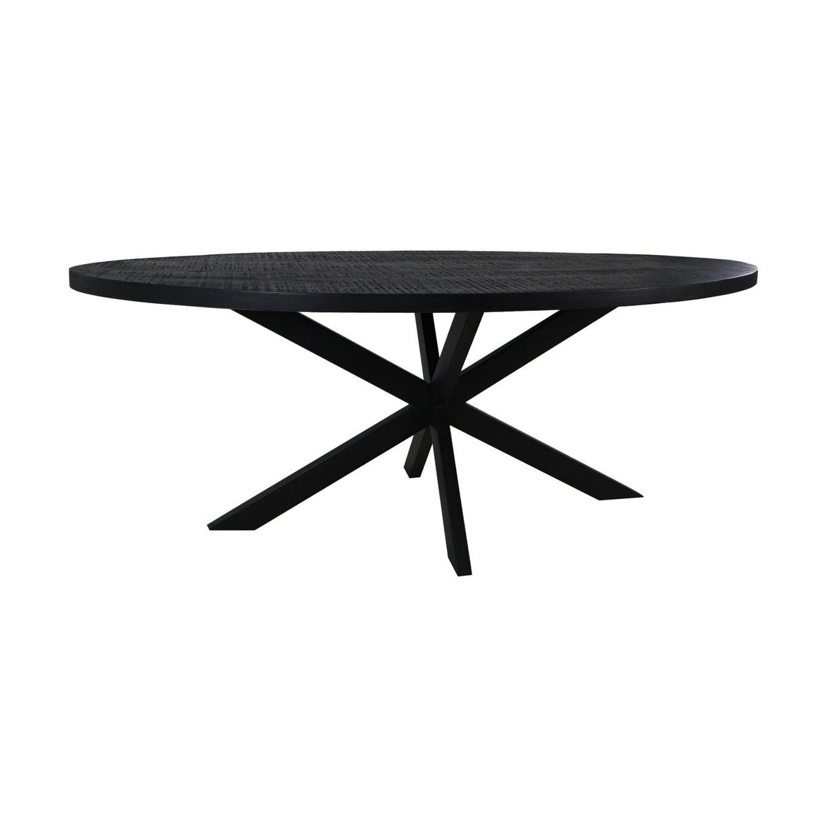 Anro Ovale Eettafel 220x110x76 Zwart-Mango/Metaal