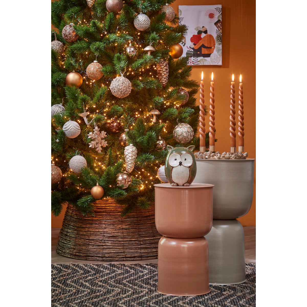 Kerstboommand - H28 x Ø65 cm - Wilgentakken - Bruin