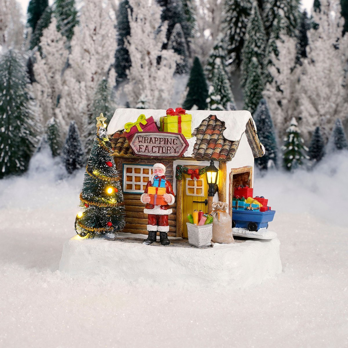 LuVille Kerstdorp Miniatuur Inpakfabriek - L17 x B13 x H14 cm