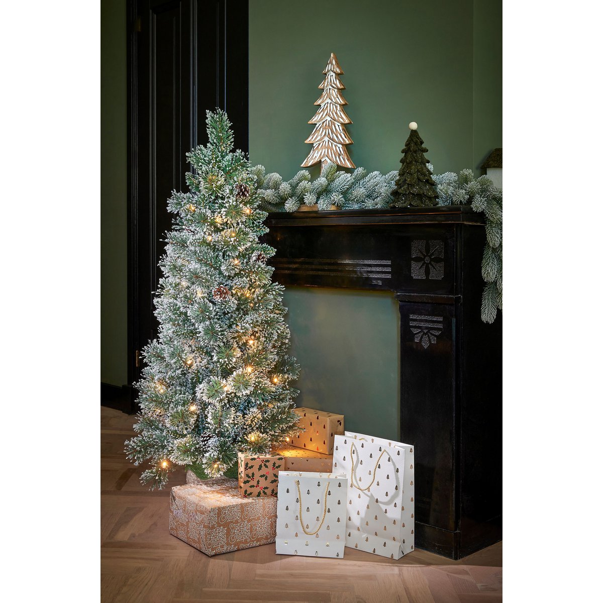 Vandans Kunstkerstboom in Pot - H90 x Ø48 cm - Groen Frosted