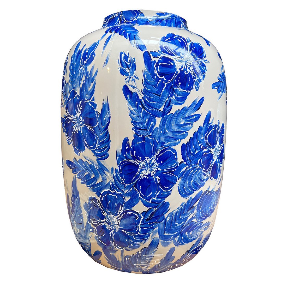 Handbeschilderde vaas - Artic rosehip delfts blauw