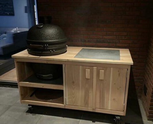Douglas buitenkeuken L Kamado 54.5 rond hoogte tot scharnier 39.8