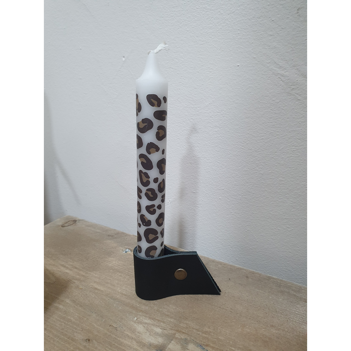 Leren kandelaar voor kaars