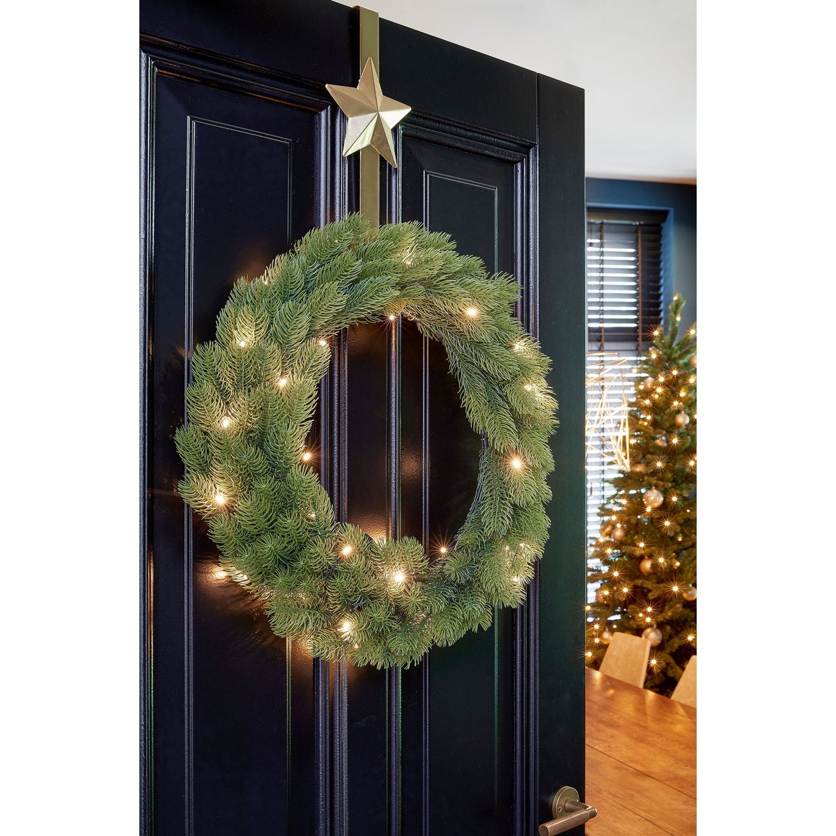 Nagoya Kerstkrans met LED Verlichting - H12 x Ø60 cm - Groen