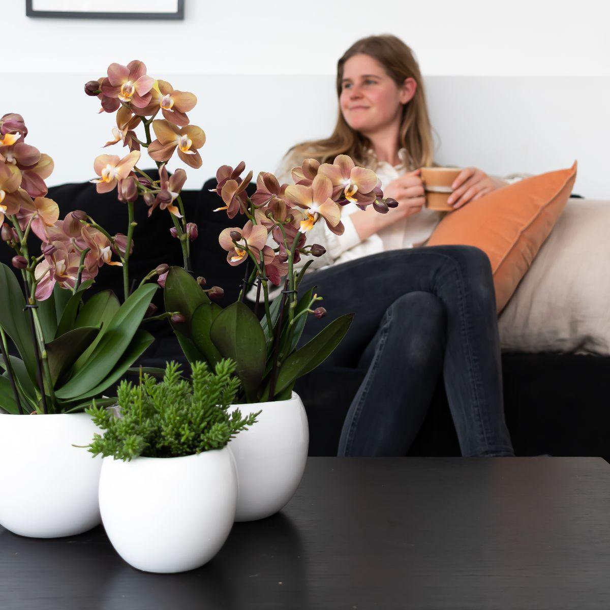Anro Style Bowl bloempot - Witte keramieken sierpot - potmaat Ø9cm