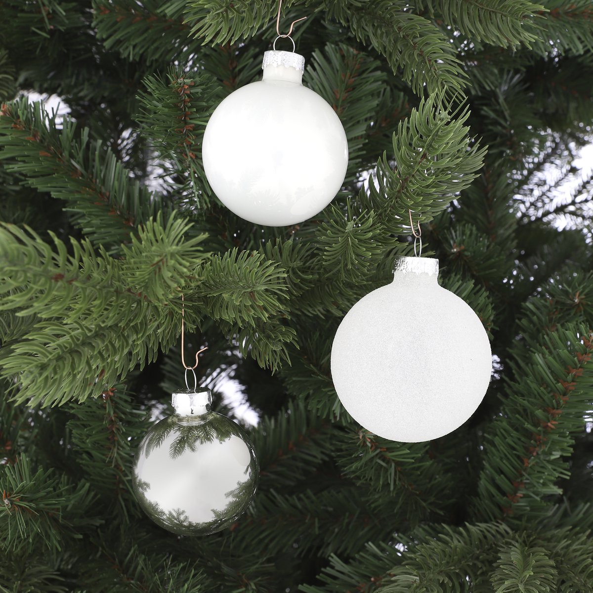 Kerstballen Set - 42 Stuks - Ø7 cm - Glas - Wit