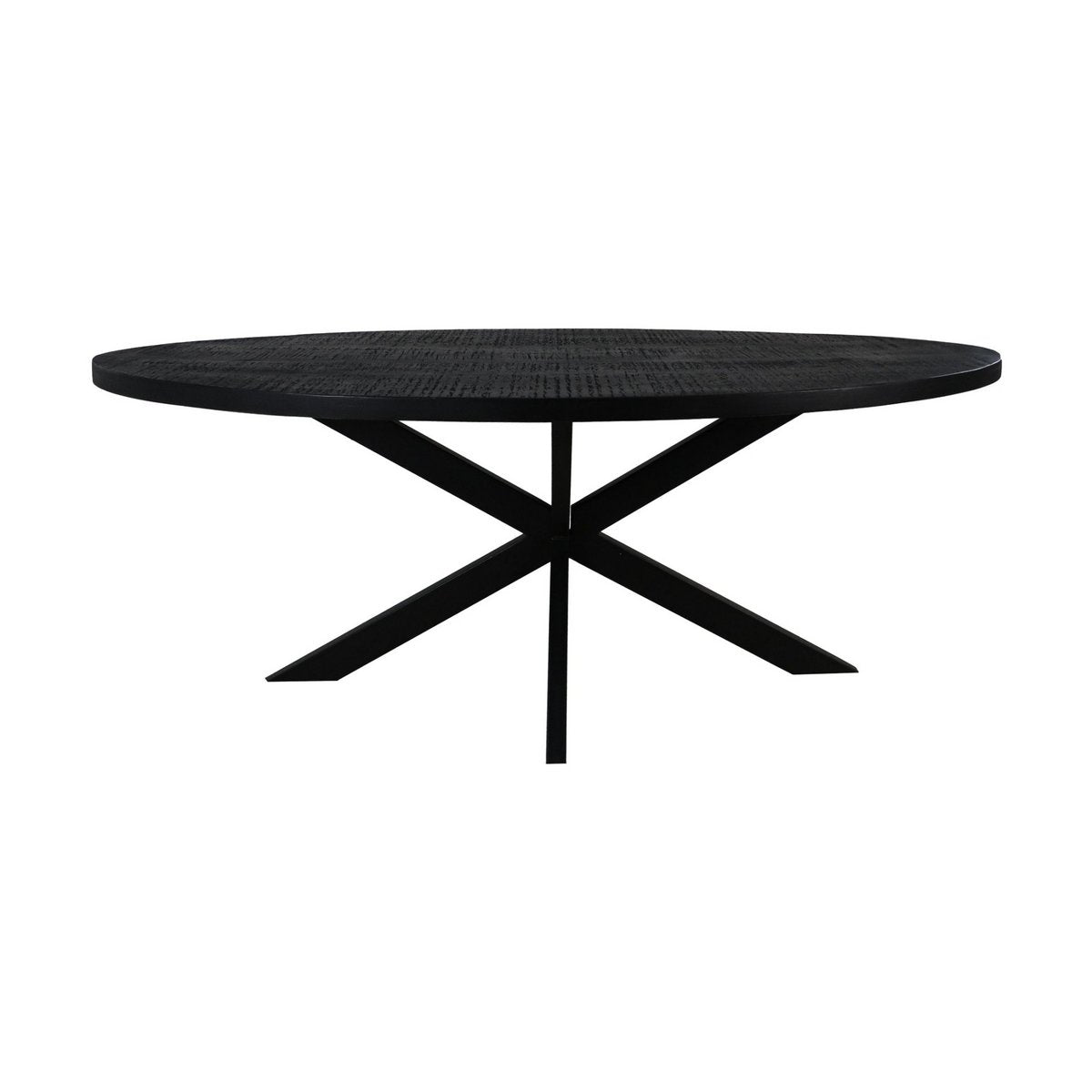 Anro Ovale Eettafel 220x110x76 Zwart-Mango/Metaal