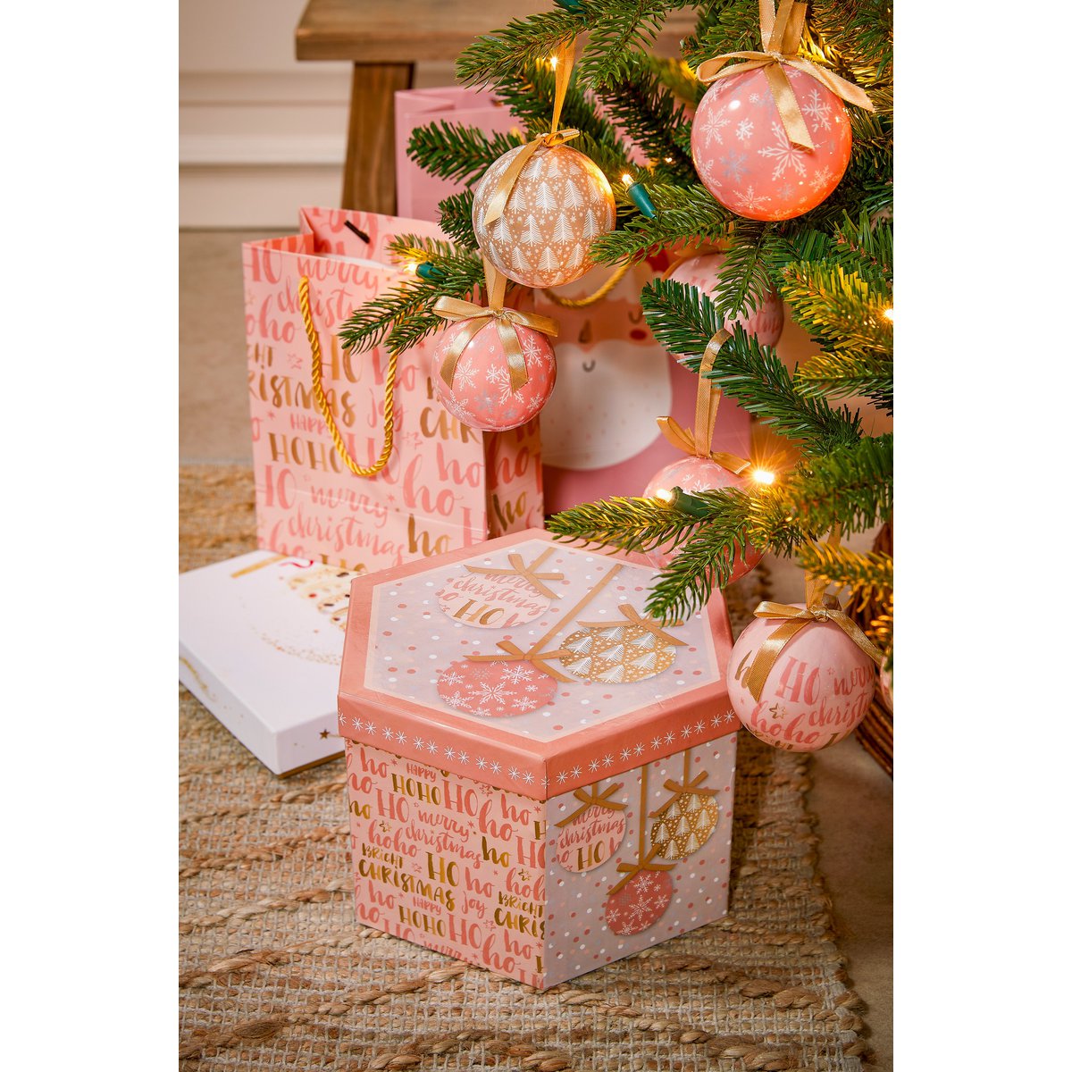 Kerstballen Cadeauset - 14 Stuks - Ø8 cm - Onbreekbaar - Perzik, Roze