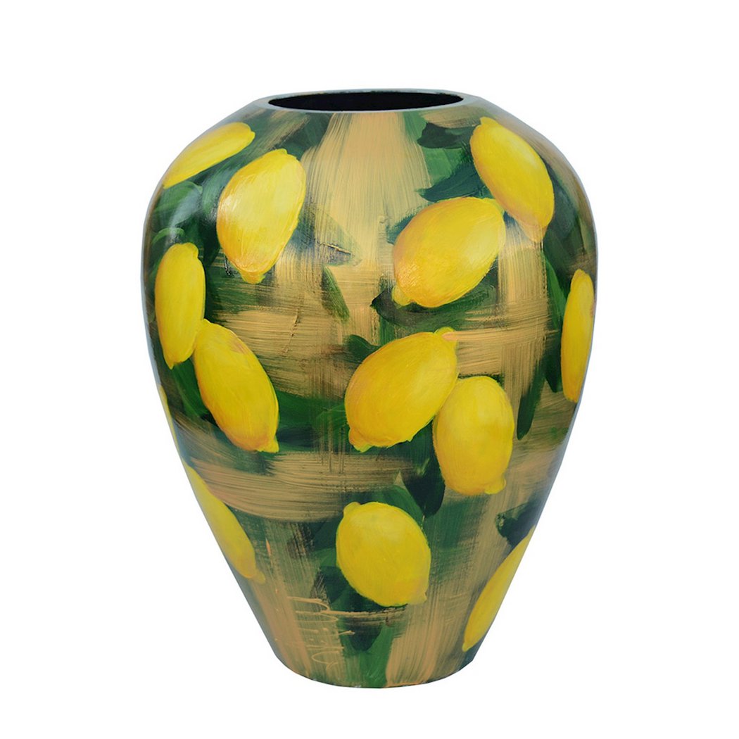 Handbeschilderde vaas - Kander M lemon