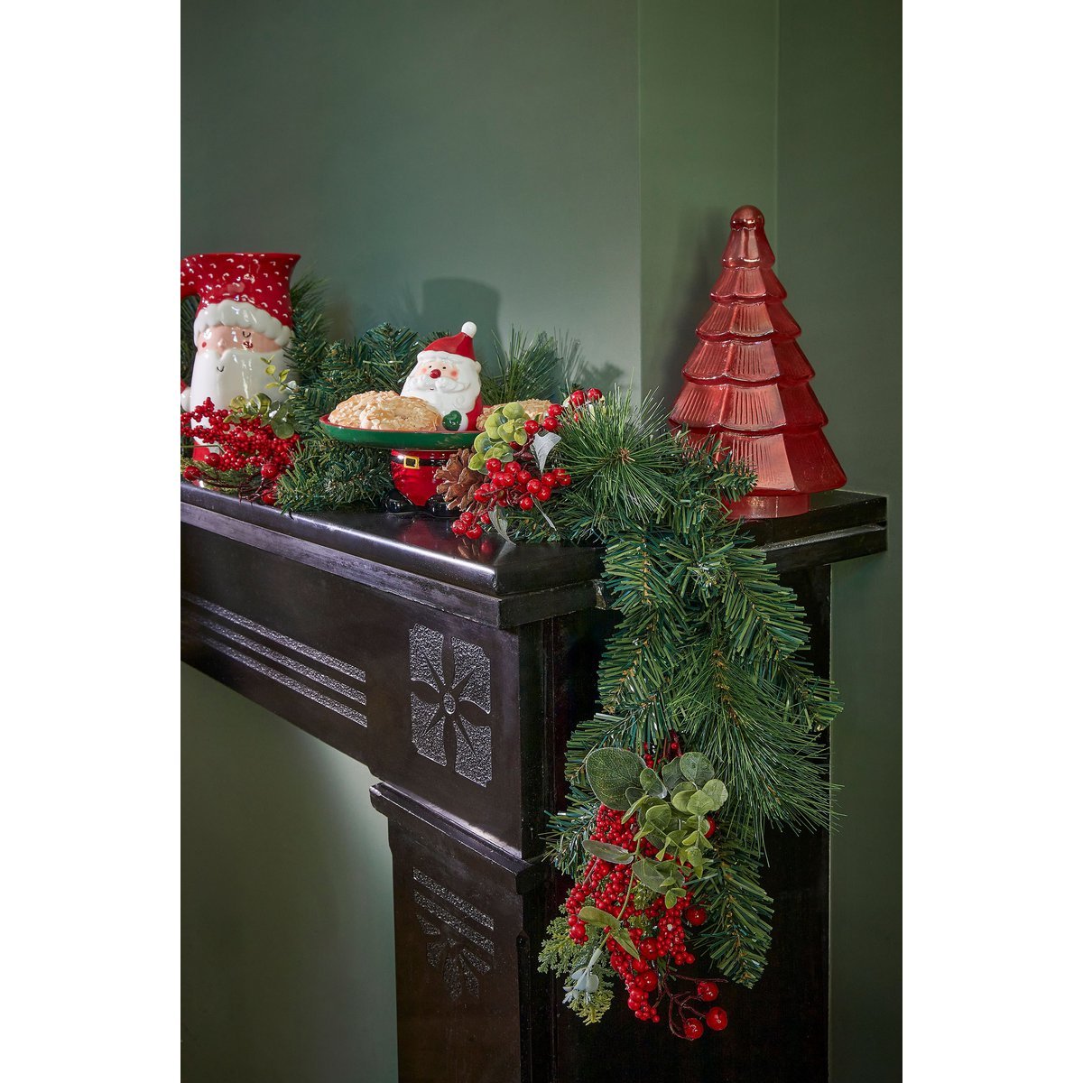 Harvey Guirlande met Dennenappels - L180 x B15 x H11 cm - Groen, Rood