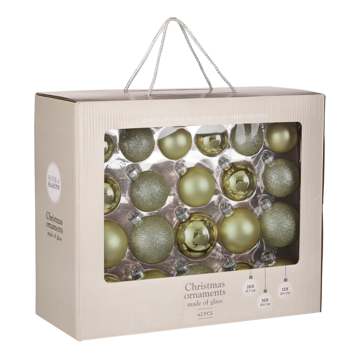 Kerstballen Set - 42 Stuks - Ø7 cm - Glas - Lichtgroen