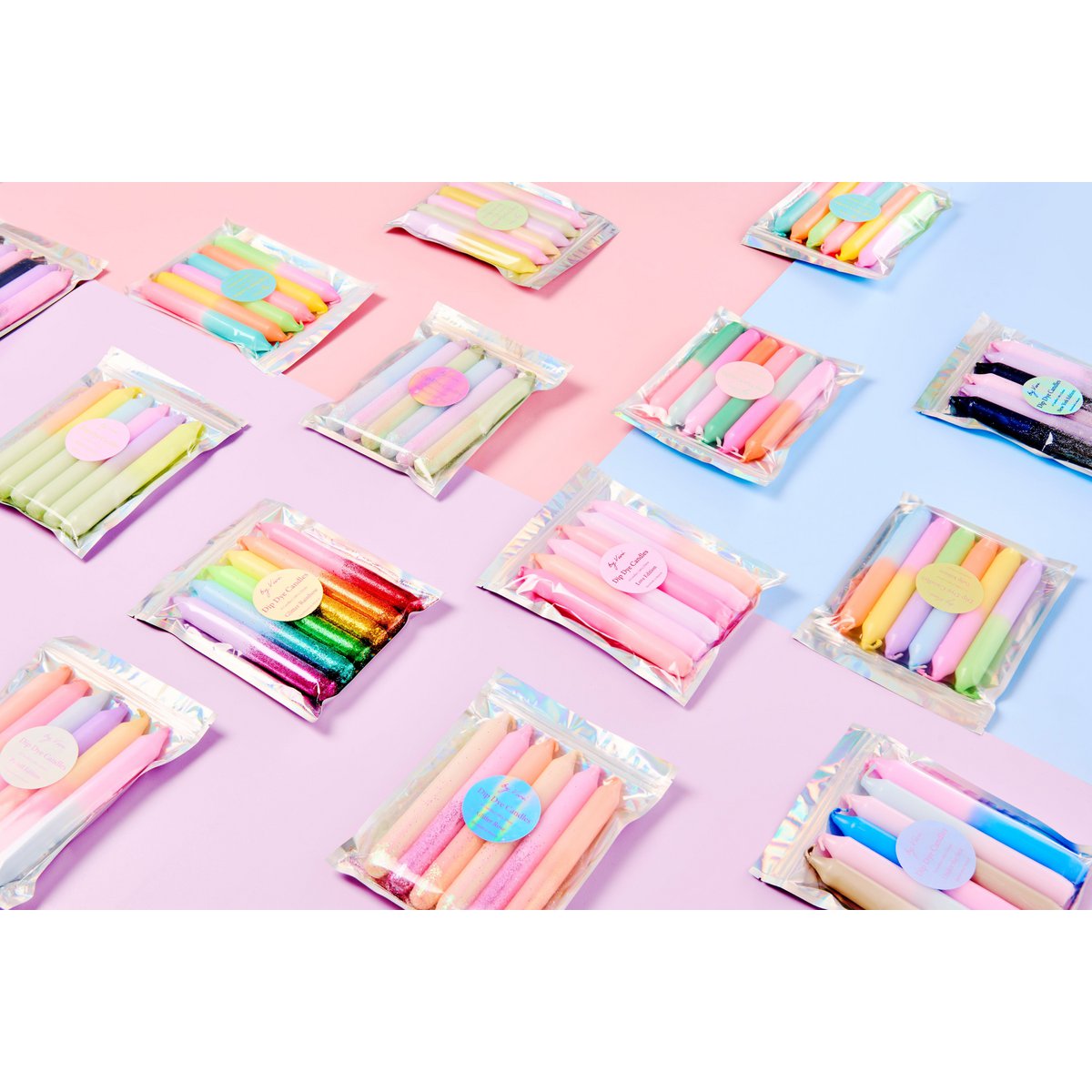 Dip Dye -kaarsen in de set: Glitter Christmas Ornaments