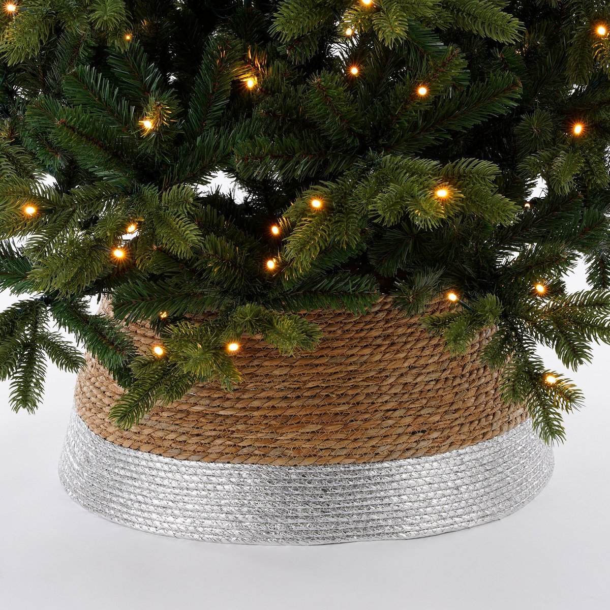 Kerstboomrok - H26 x Ø58 cm - Zeegras - Zilver
