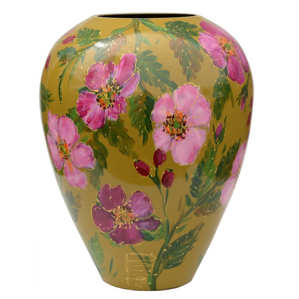 Handbeschilderde vaas - Kander M rosehip green