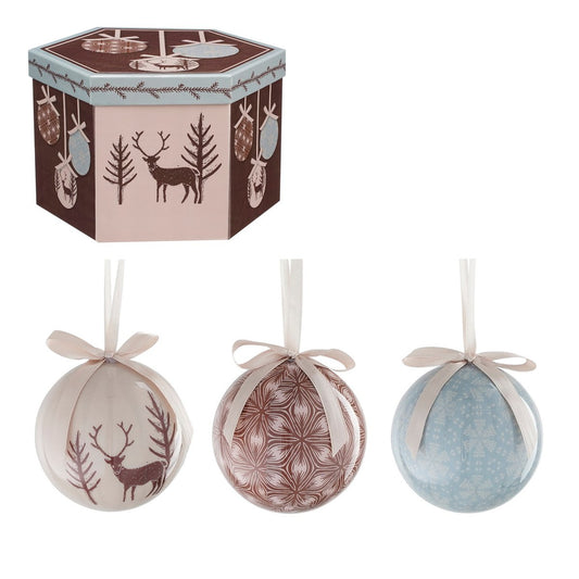 Kerstballen Cadeauset - 14 Stuks - Ø8 cm - Onbreekbaar - Lichtblauw, Bruin