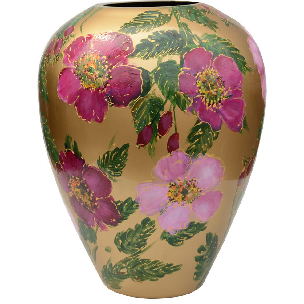 Handbeschilderde vaas - Kander M rosehip gold