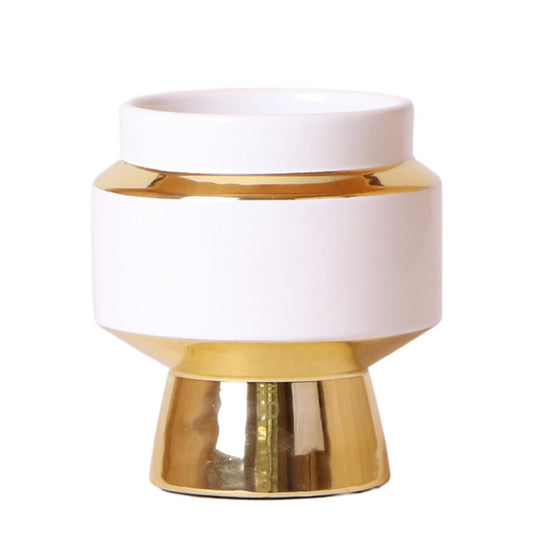 Anro Style Le Chic bloempot - Witte keramieken sierpot met gouden details - Ø9cm