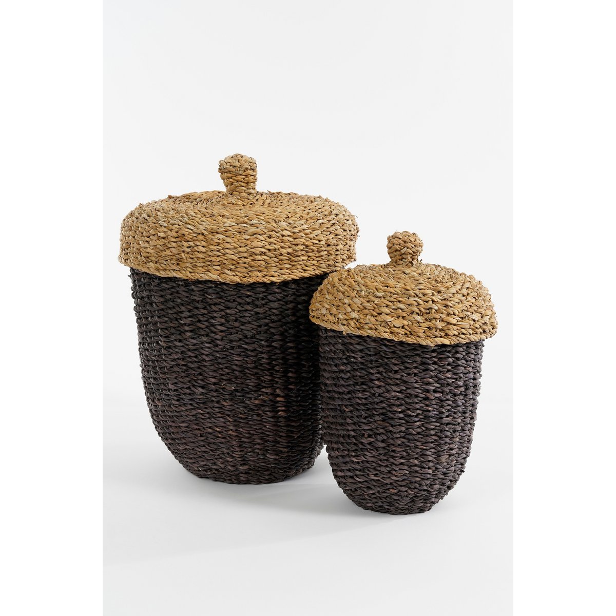 Opbergmand - Set van 2 - H45 x Ø30 cm - Zeegras - Donkerbruin