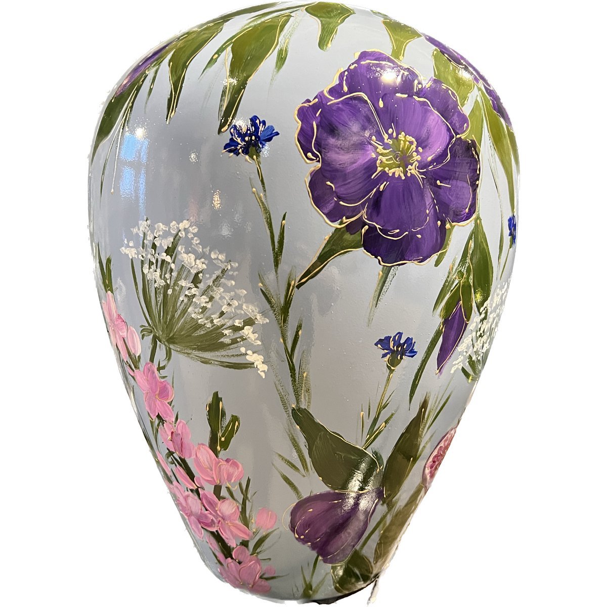 Handbeschilderde vaas - Kander summer flower blue