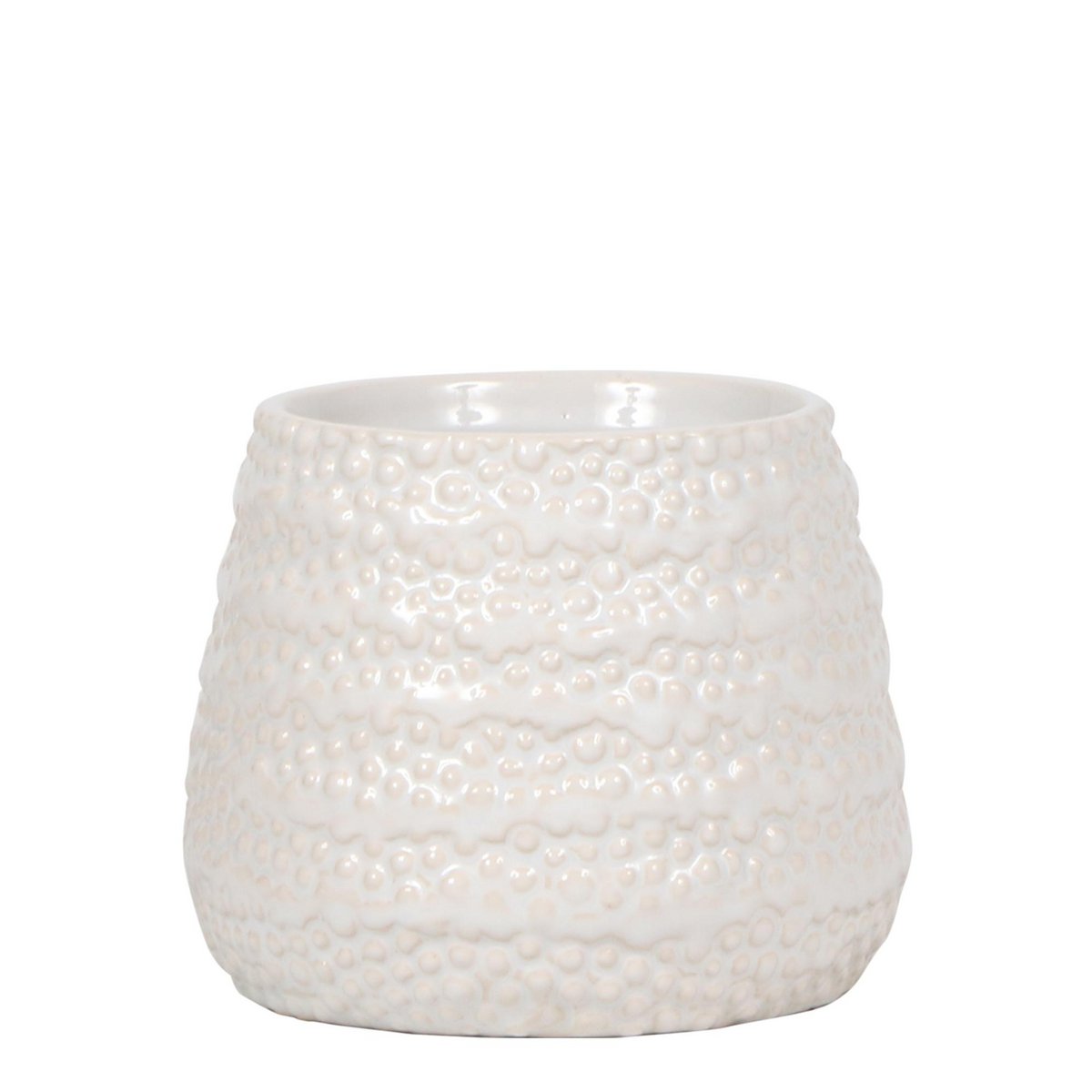 Anro Style Dots bloempot - Witte keramieken sierpot Ø9cm