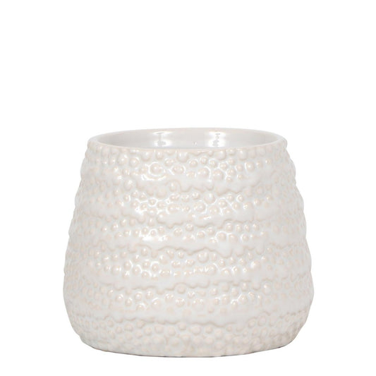 Anro Style Dots bloempot - Witte keramieken sierpot Ø9cm