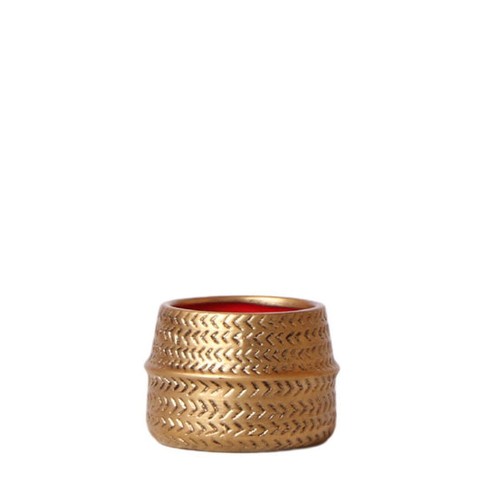 Anro Style Groove bloempot - Gouden keramieken sierpot - potmaat - Ø6cm
