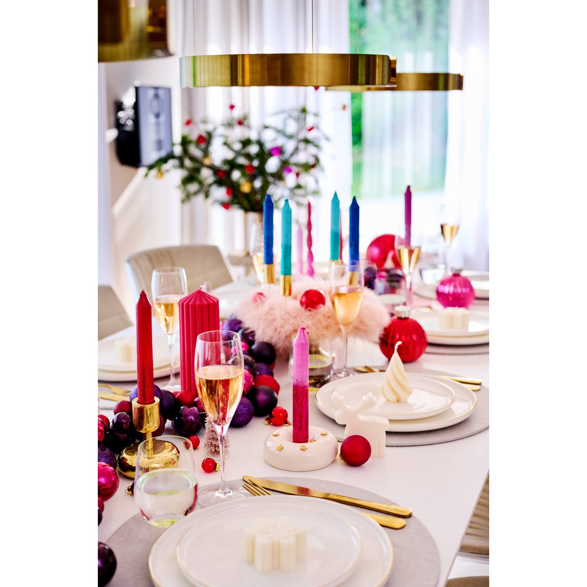 Kandelaar glas koninklijk roze