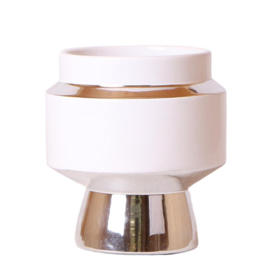 Anro Style Le Chic bloempot - Witte keramieken sierpot met zilveren details - Ø9cm