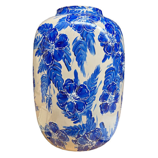 Handbeschilderde vaas - Artic rosehip delfts blauw