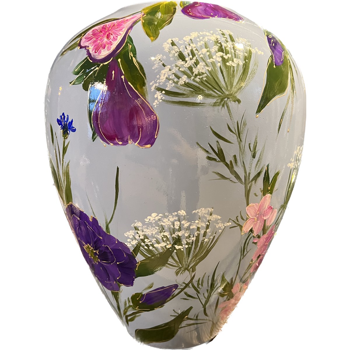 Handbeschilderde vaas - Kander summer flower blue