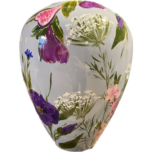 Handbeschilderde vaas - Kander summer flower blue