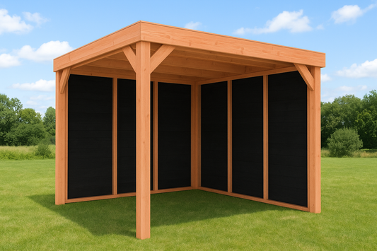 Aktie Douglas overkapping 3x3 meter Compleet gemonteerd met EPDM Dak