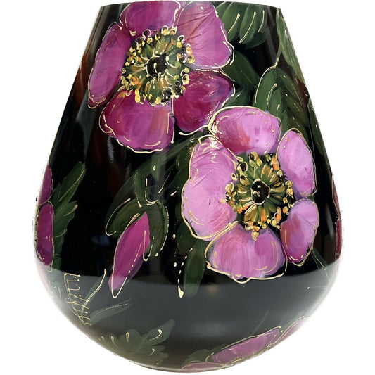 Handbeschilderde vaas - Tasman M rosehip black Ø26 x H28 cm