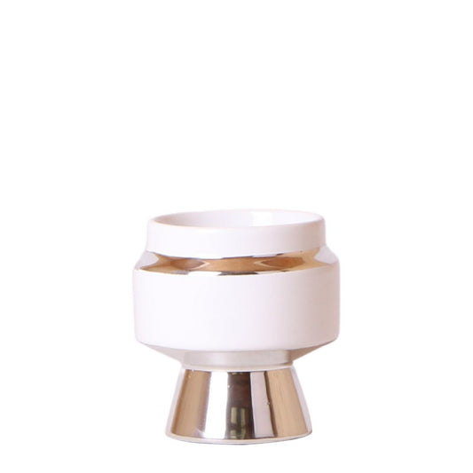 Anro Style Le Chic bloempot - Witte keramieken sierpot met zilveren details - Ø6cm
