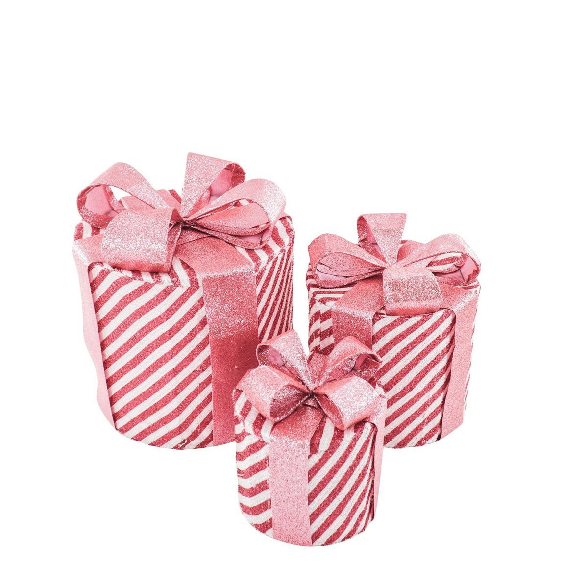 Led Kerstcadeau - S3 - Polysterene - Roze/Wit - 15/20/25cm