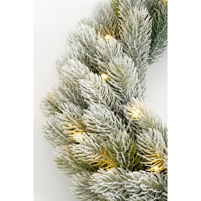 Nagoya Kerstkrans met LED Verlichting en Timerfunctie - H12 x Ø60 cm - Groen