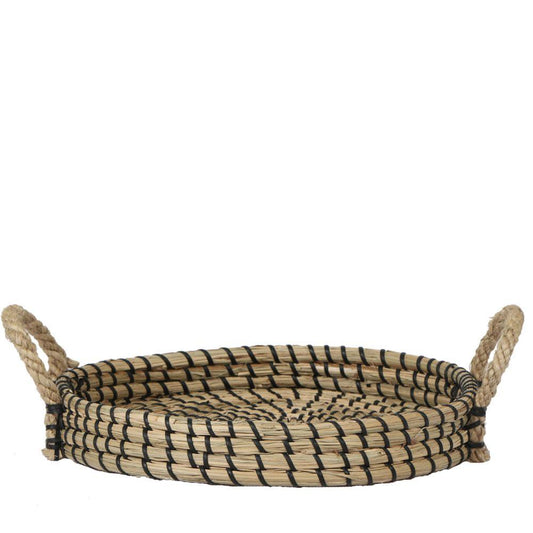 Anro Style Decoratieschaal - Zwart gevlochten dienblad Ø30cm