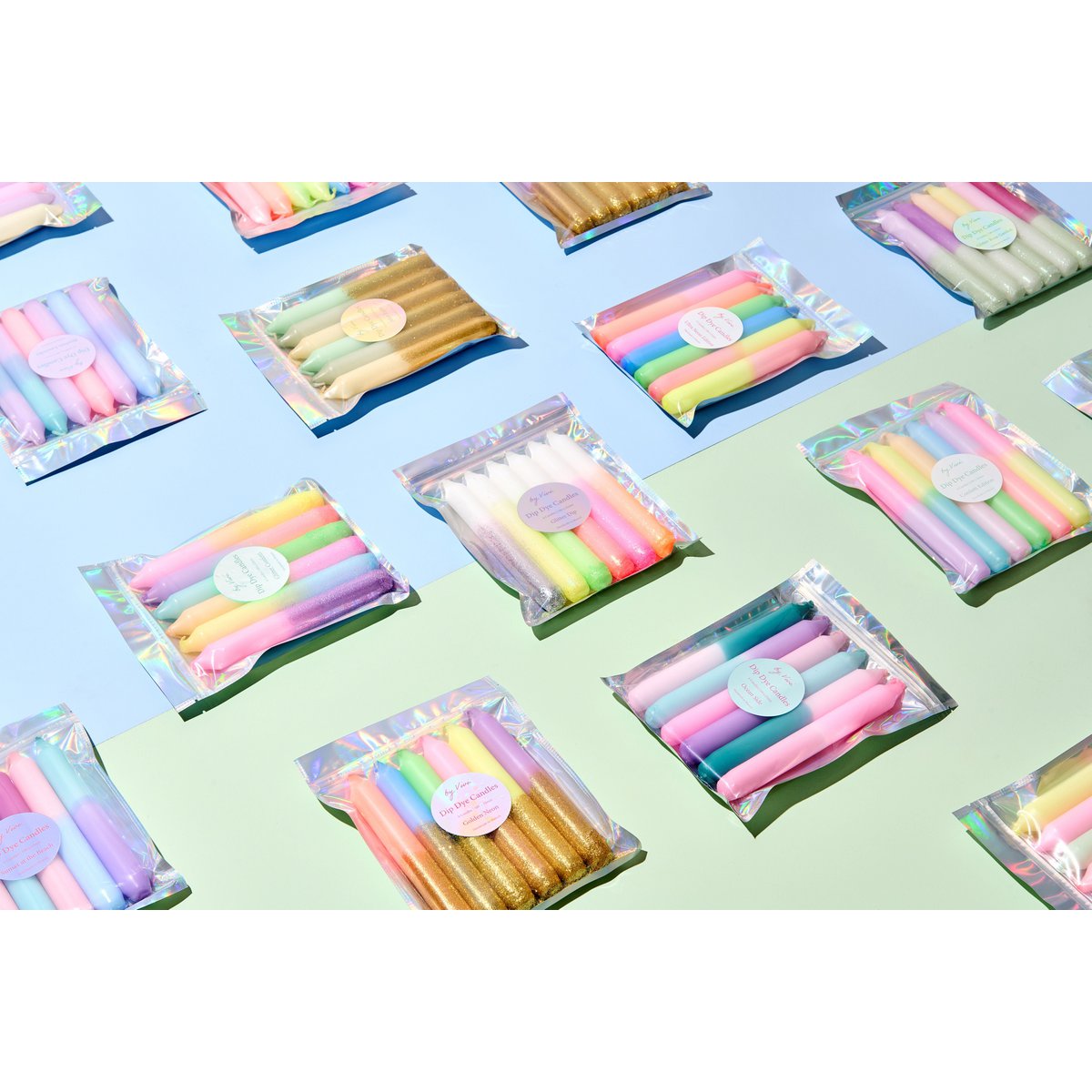 Dip Dye kaarsenset: Glitter Neon Edition