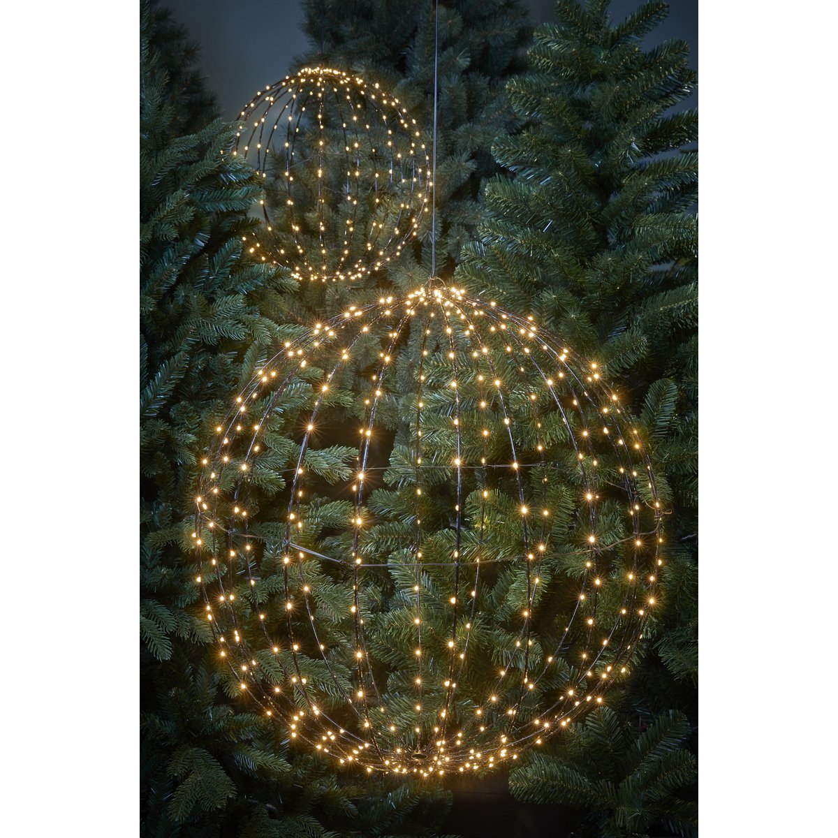 Kerstverlichting Bal met Warm Witte LED Lampjes - Ø50 cm - Zwart