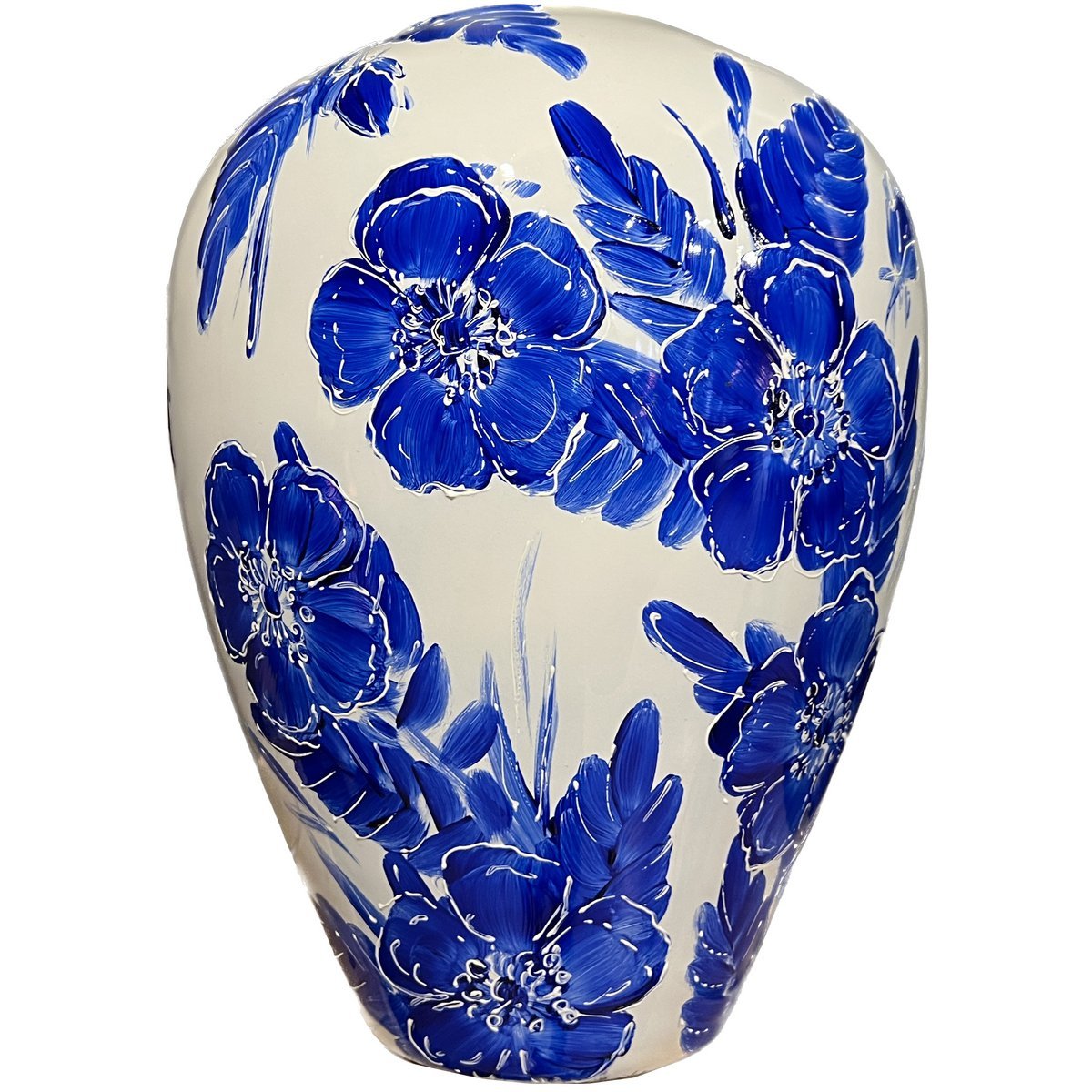 Handbeschilderde vaas - Kander rosehip delfts blauw