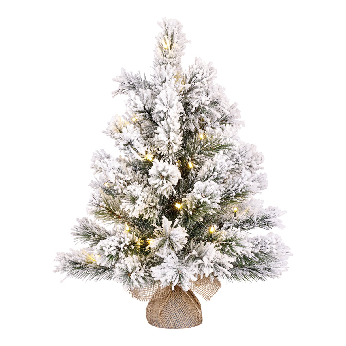 Dinsmore Kunstkerstboom in Jute met LED Verlichting - H60 x Ø50 cm - Frosted Green