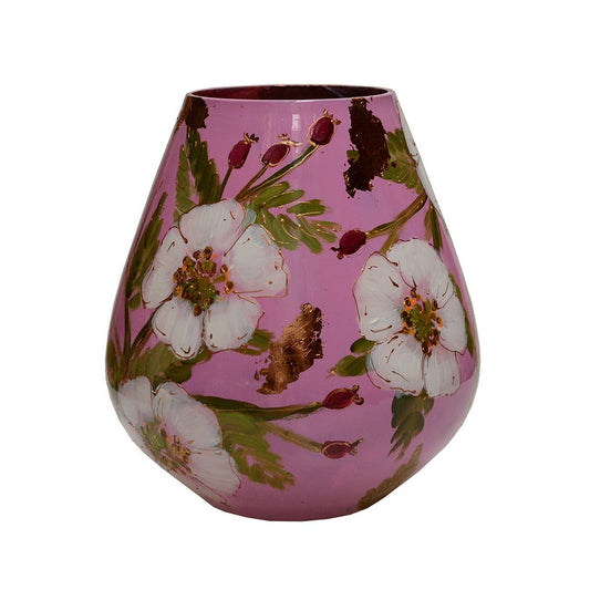 Handbeschilderde vaas - Tasman M rosehip pink Ø26 x H28 cm