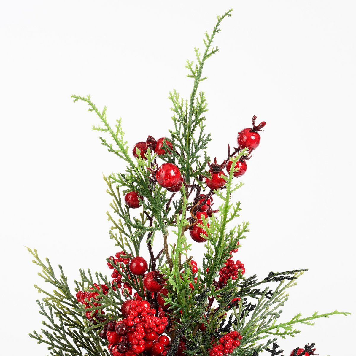 Ceder Kunstkerstboom in Pot - H45 x  Ø18 cm - Rood, Groen