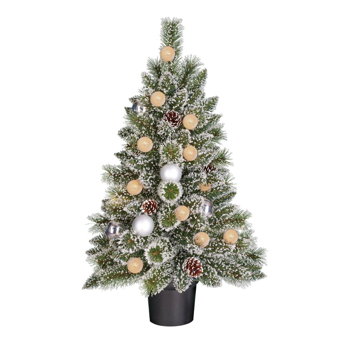 Kaprun Kunstkerstboom in Pot met LED Verlichting en Timerfunctie - H90 cm - Groen, Zilver