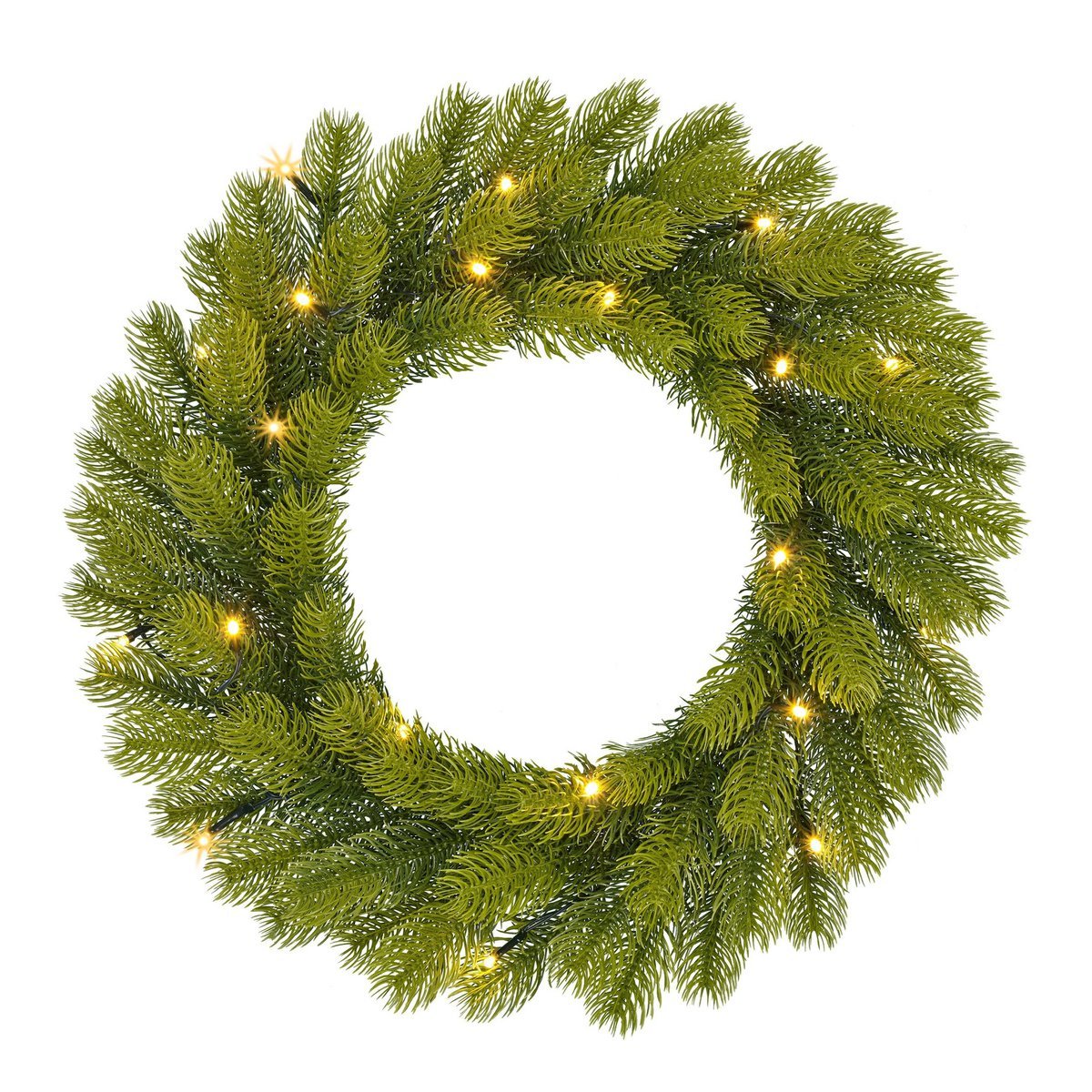 Nagoya Kerstkrans met LED Verlichting - H12 x Ø45 cm - Groen