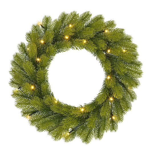 Nagoya Kerstkrans met LED Verlichting - H12 x Ø45 cm - Groen
